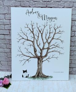 árbol de huellas para bodas diferentes tamaños personalizados con detalles especiales