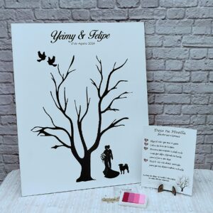 árbol de huellas para bodas diferentes tamaños personalizados con detalles especiales