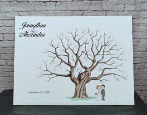 árbol de huellas para bodas diferentes tamaños personalizados con detalles especiales