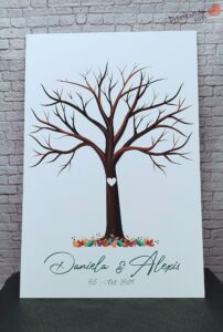 árbol de huellas para bodas diferentes tamaños personalizados con detalles especiales