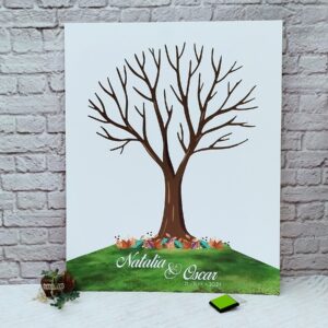 árbol de huellas para bodas diferentes tamaños personalizados con detalles especiales
