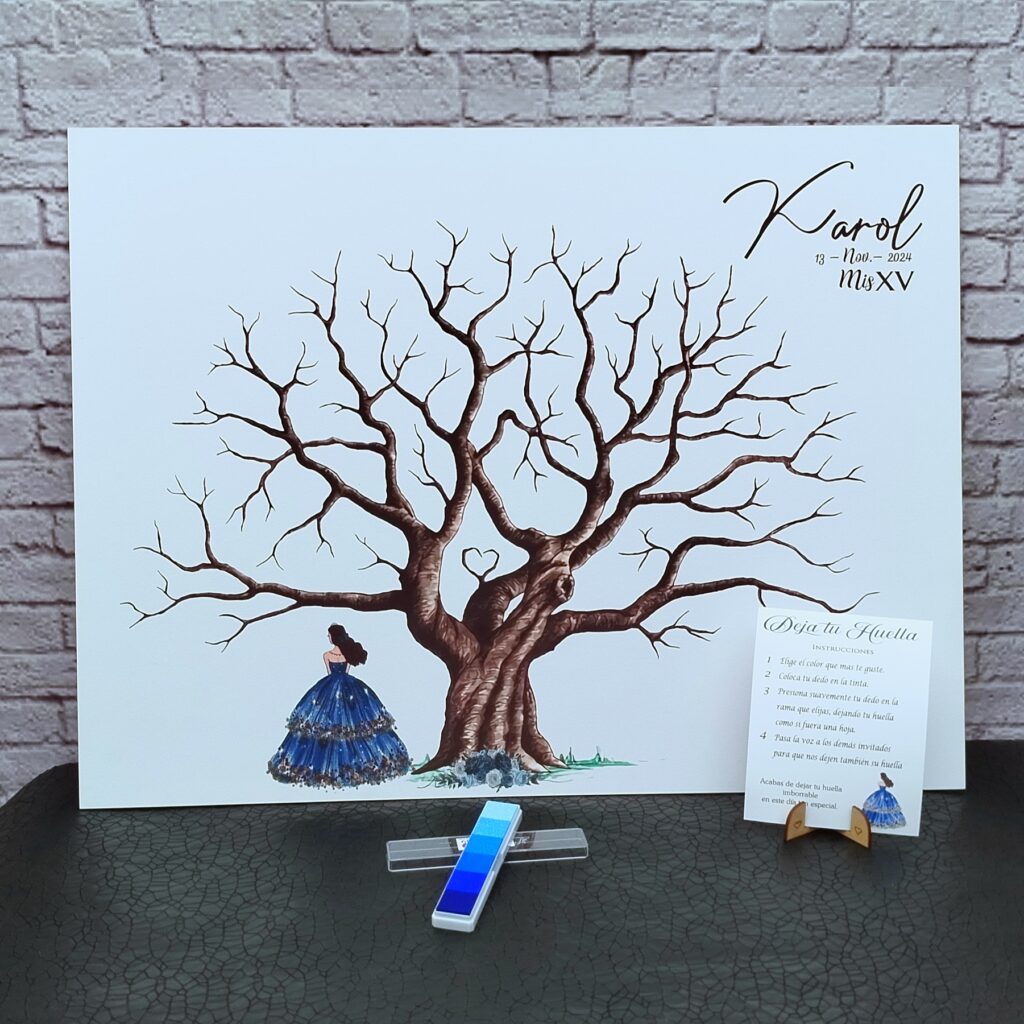 árbol de huellas para bodas diferentes tamaños personalizados con detalles especiales