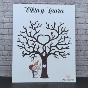 árbol de huellas para bodas diferentes tamaños personalizados con detalles especiales