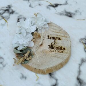 porta anillos tipo culumpio vintage, boda campestre, boda romantica, personalizado, rodaja de madera para anillos de boda