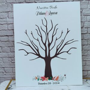 árbol de huellas para bodas diferentes tamaños personalizados con detalles especiales