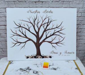árbol de huellas para bodas diferentes tamaños personalizados con detalles especiales