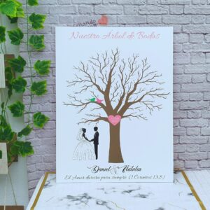 árbol de huellas para bodas diferentes tamaños personalizados con detalles especiales