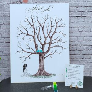 árbol de huellas para bodas diferentes tamaños personalizados con detalles especiales