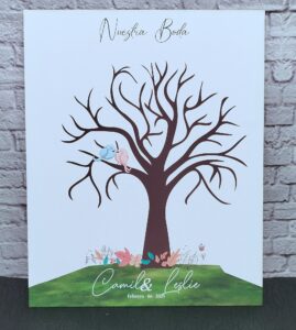 árbol de huellas para bodas diferentes tamaños personalizados con detalles especiales