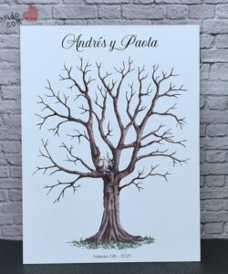 árbol de huellas para bodas diferentes tamaños personalizados con detalles especiales
