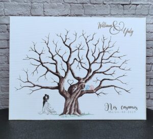 árbol de huellas para bodas diferentes tamaños personalizados con detalles especiales