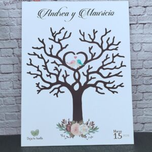 árbol de huellas para bodas diferentes tamaños personalizados con detalles especiales