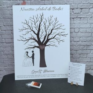árbol de huellas para bodas diferentes tamaños personalizados con detalles especiales