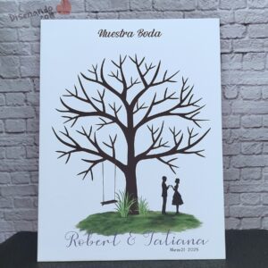 árbol de huellas para bodas diferentes tamaños personalizados con detalles especiales