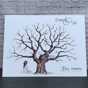 árbol de huellas para bodas diferentes tamaños personalizados con detalles especiales