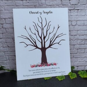 árbol de huellas para bodas diferentes tamaños personalizados con detalles especiales