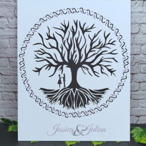 árbol de huellas para bodas diferentes tamaños personalizados con detalles especiales