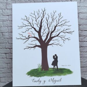 árbol de huellas para bodas diferentes tamaños personalizados con detalles especiales