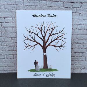 árbol de huellas para bodas diferentes tamaños personalizados con detalles especiales