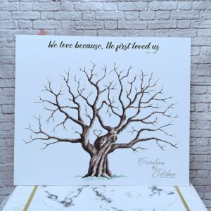 árbol de huellas para bodas diferentes tamaños personalizados con detalles especiales