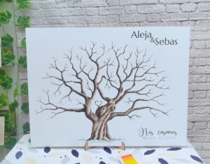árbol de huellas para bodas diferentes tamaños personalizados con detalles especiales