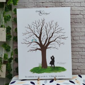 árbol de huellas para bodas diferentes tamaños personalizados con detalles especiales