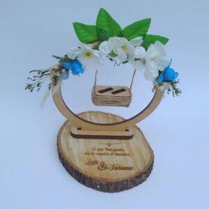porta anillos tipo culumpio vintage, boda campestre, boda romantica, personalizado, rodaja de madera para anillos de boda