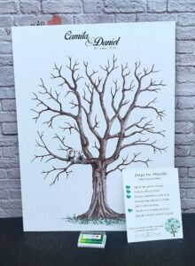 árbol de huellas para bodas diferentes tamaños personalizados con detalles especiales