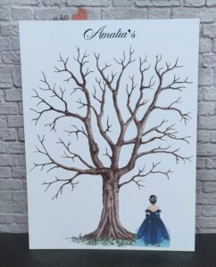 árbol de huellas para bodas diferentes tamaños personalizados con detalles especiales