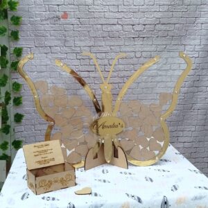 Libro de firmas tipo cuadro de deseos estilo mariposa en acrílico transparente personalizado