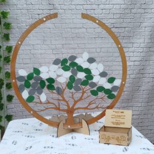 Cuadro de firmas en estilo circulo con árbol personalizado para toda ocasión con las hojas pintadas