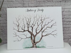 árbol de huellas para bodas diferentes tamaños personalizados con detalles especiales