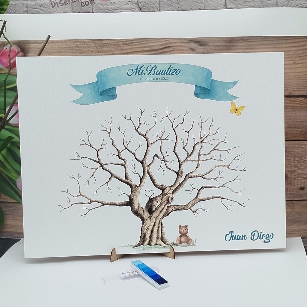 árbol de huellas para bodas diferentes tamaños personalizados con detalles especiales
