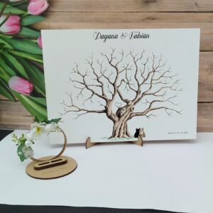 árbol de huellas para bodas diferentes tamaños personalizados con detalles especiales