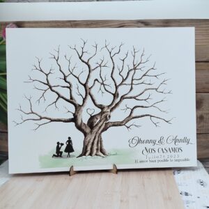 árbol de huellas para bodas diferentes tamaños personalizados con detalles especiales