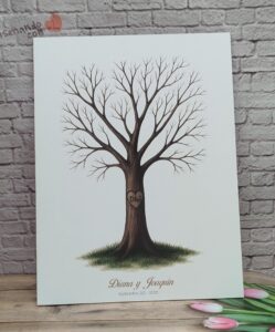 árbol de huellas para bodas diferentes tamaños personalizados con detalles especiales