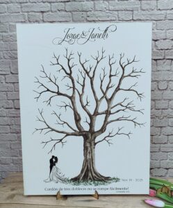 árbol de huellas para bodas diferentes tamaños personalizados con detalles especiales