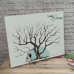 árbol de huellas para bodas diferentes tamaños personalizados con detalles especiales