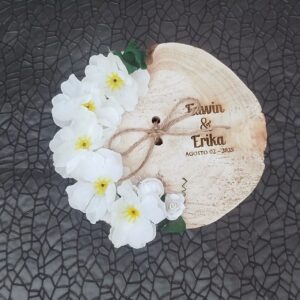 porta anillos tipo culumpio vintage, boda campestre, boda romantica, personalizado, rodaja de madera para anillos de boda