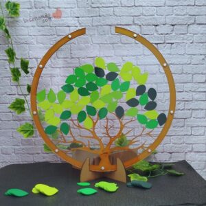 Cuadro de firmas en estilo circulo con árbol personalizado para toda ocasión con las hojas pintadas