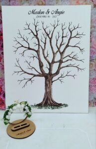 árbol de huellas para bodas diferentes tamaños personalizados con detalles especiales