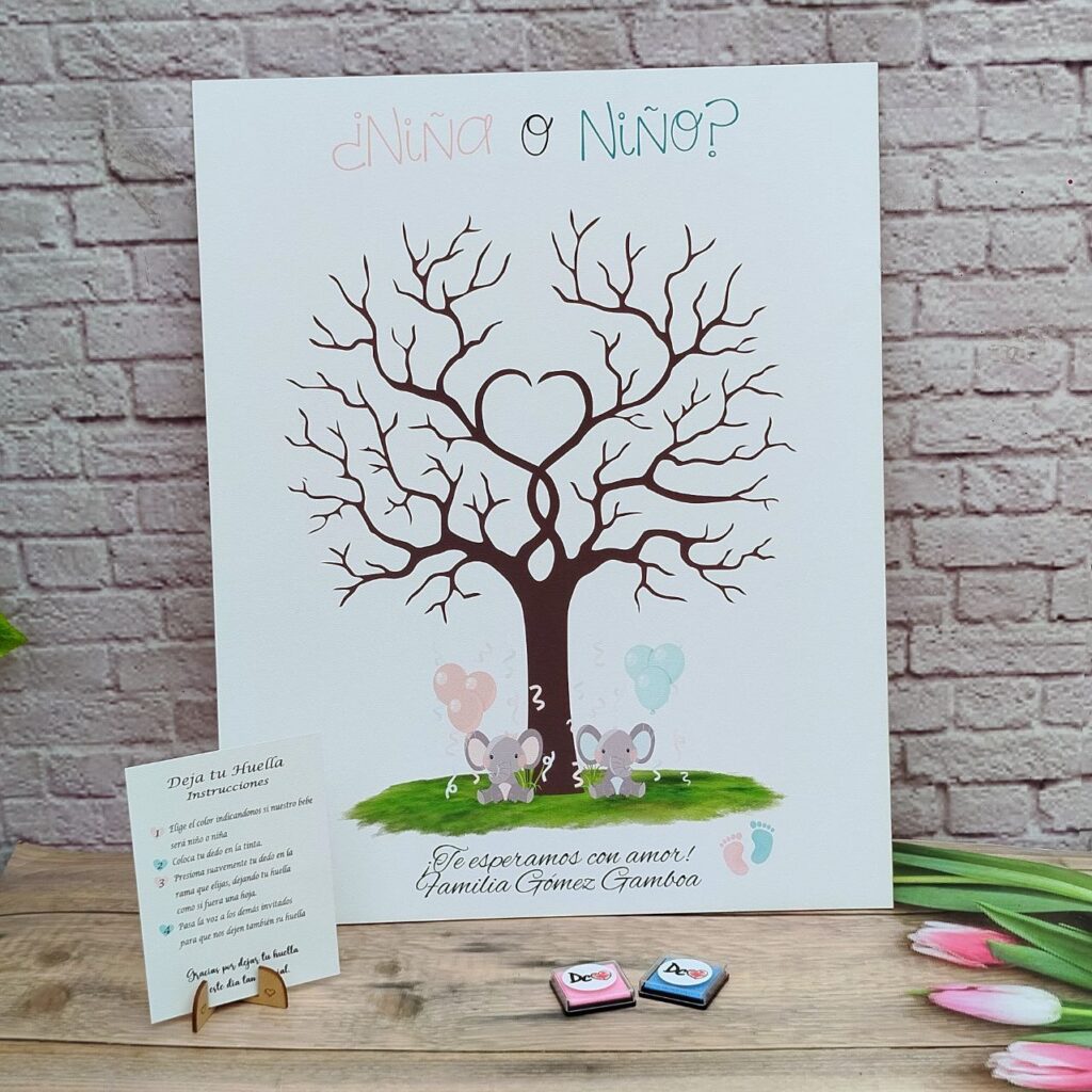 árbol de huellas para bodas diferentes tamaños personalizados con detalles especiales