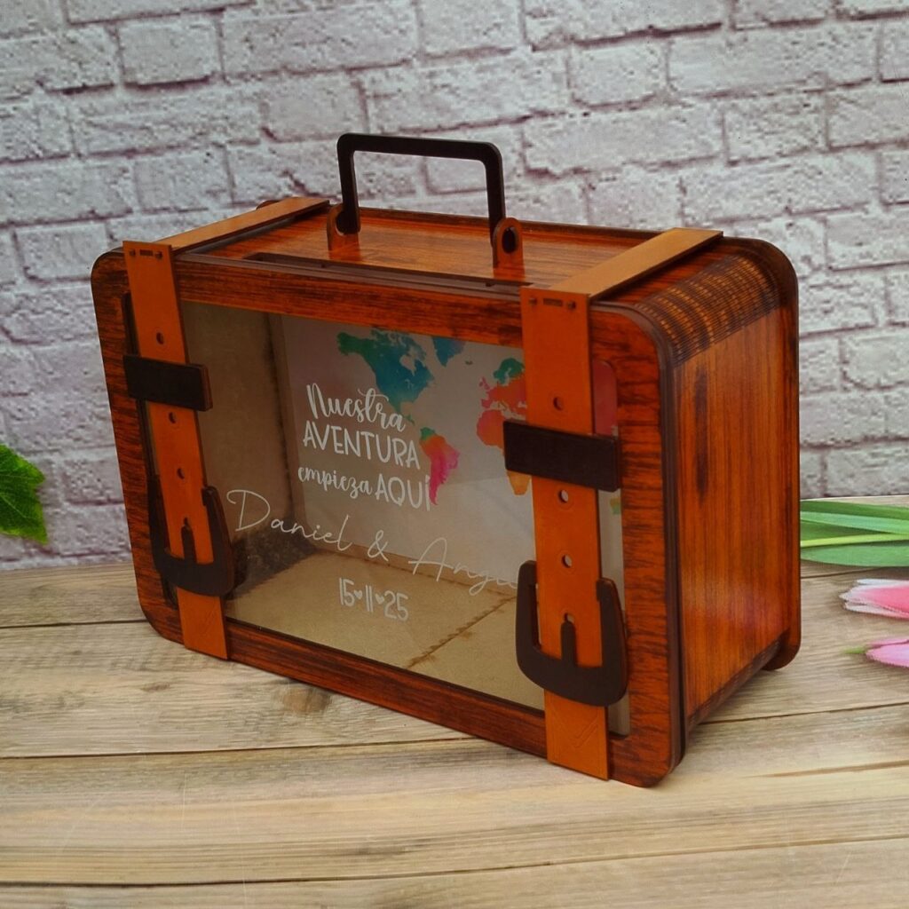 Cofre para lluvia de sobres para bodas y eventos personalizado diseño especial