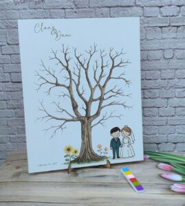 árbol de huelllas para boda personalizados con detalles especiales