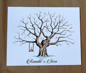 árbol de huellas para bodas diferentes tamaños personalizados con detalles especiales