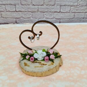 porta anillos tipo culumpio vintage, boda campestre, boda romantica, personalizado, rodaja de madera para anillos de boda