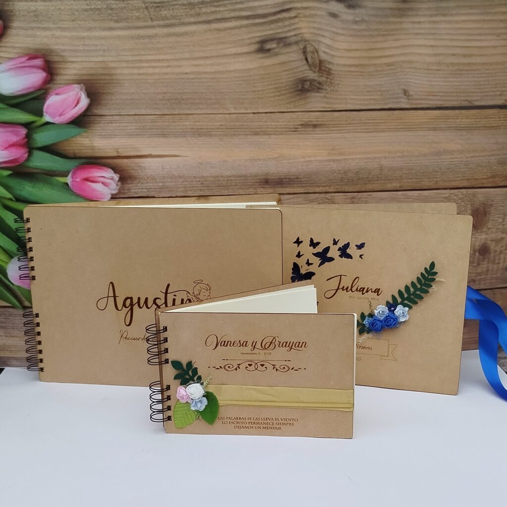 Libros de firmas personalizados con tapas en madera