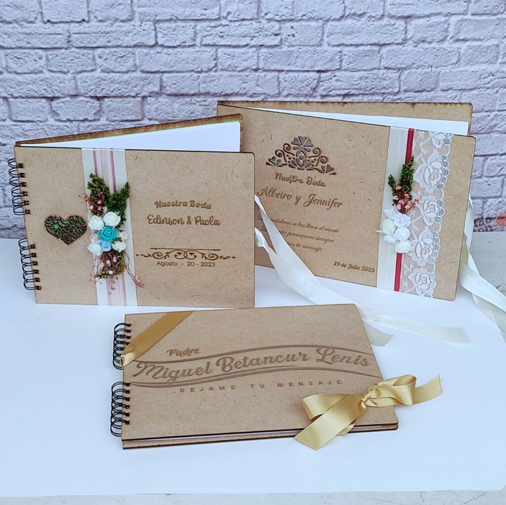 Libro de firmas personalizado para todo evento, tapa en madera