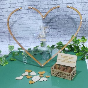 Cuadro para firmas en acrilico, personalizado forma de corazón