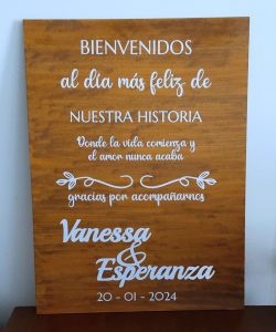 Cartel de bienvenida para bodas y eventos